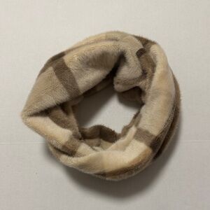 Plaid Faux Fur Snood in Brown and Tan New With Tags!